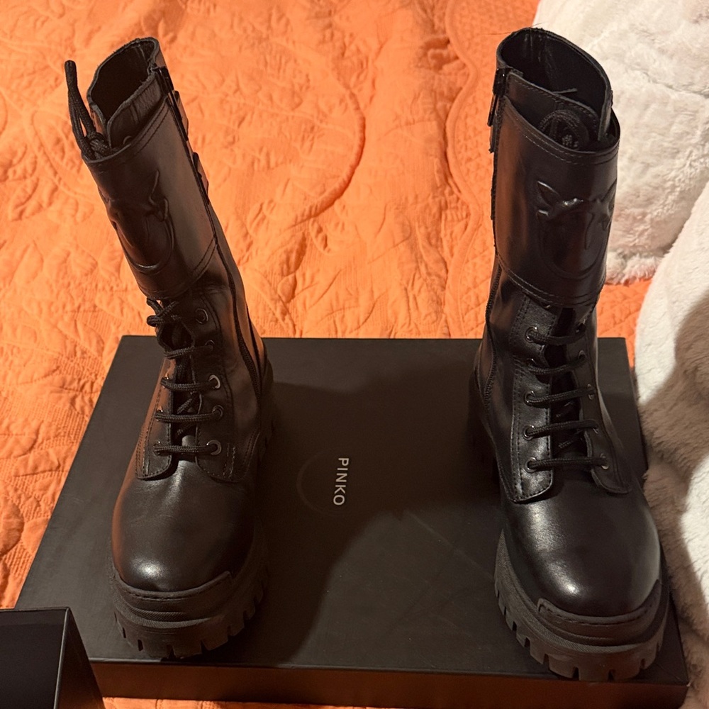 Pinko Women's Sleek Black Moto Boots